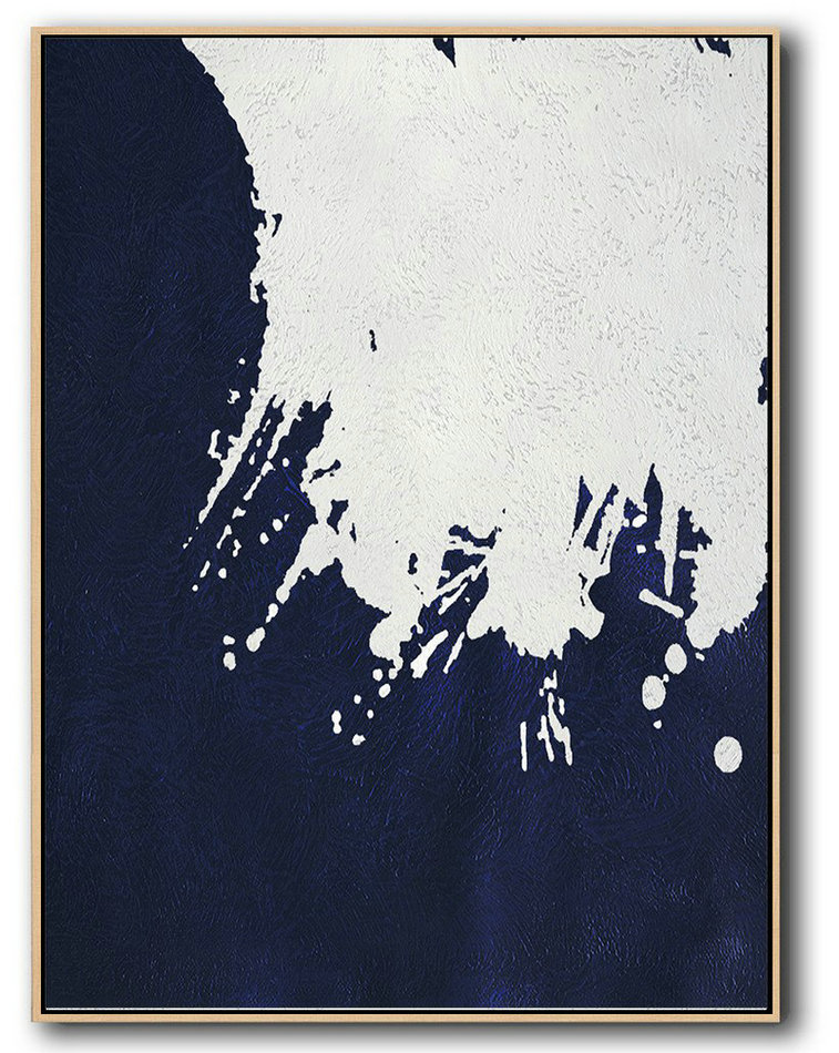 Large Abstract Art Handmade Painting,Buy Hand Painted Navy Blue Abstract Painting Online,Canvas Wall Paintings
